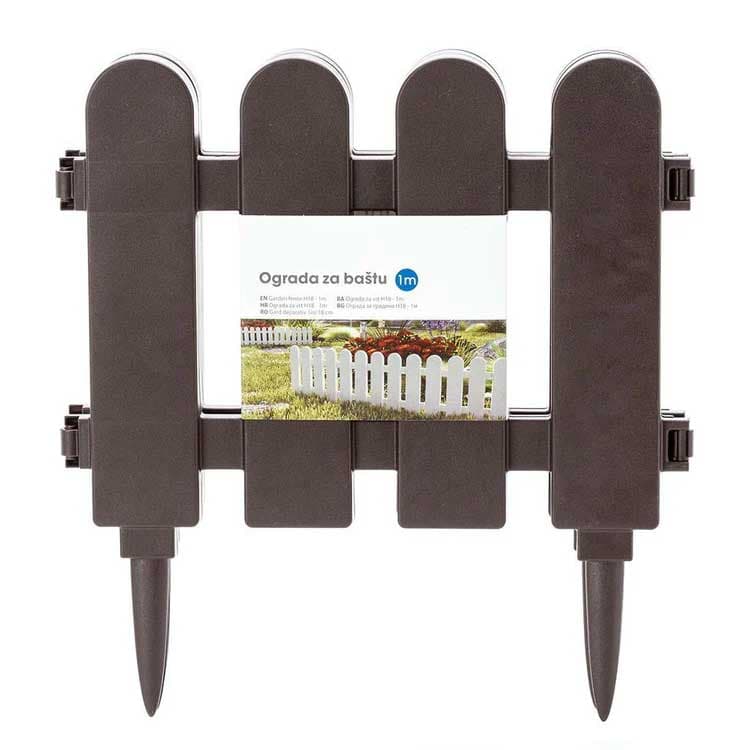 Dekorativna baštenska ogradica 1m V18cm Braon