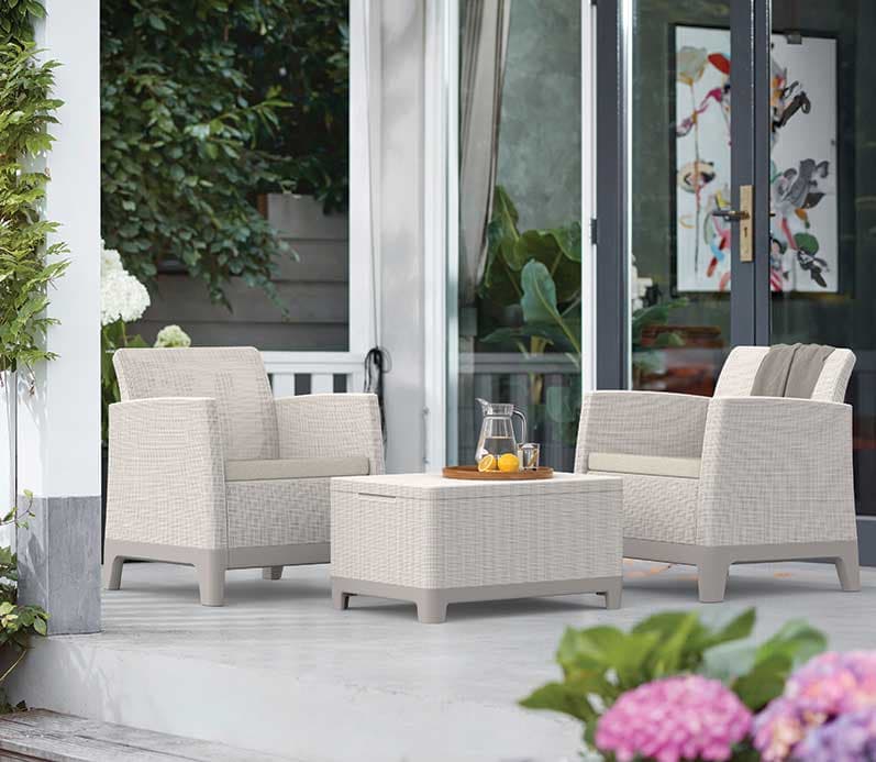 Keter Scandi Forma Balkonski Set sa Box stolom Bež