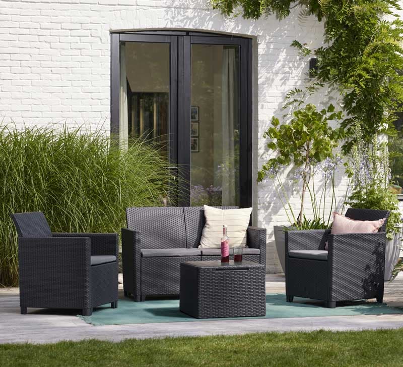 Baštenska garnitura Keter Claire 2-seater Sa box stolom Grafit 