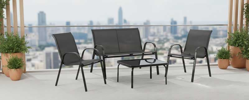 Baštenska garnitura sa dvosedom Lagos Black