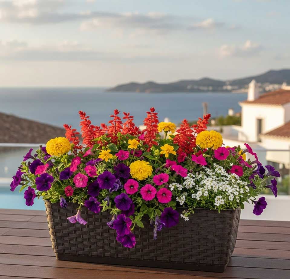 Žardinjera za cveće Ratan Look 40cm Chocolate