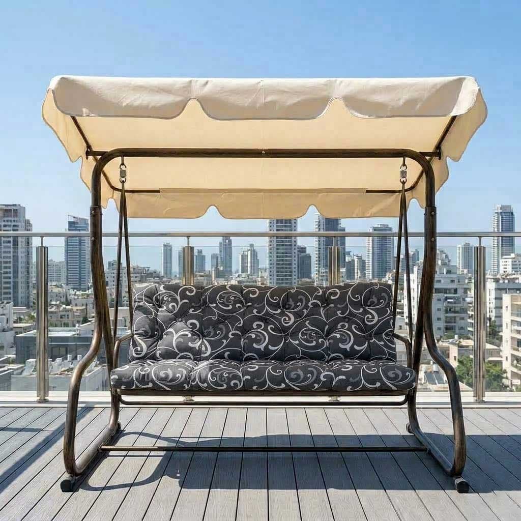 Jastuk Za Baštensku Ljuljašku 180x65x65cm Black Ornament