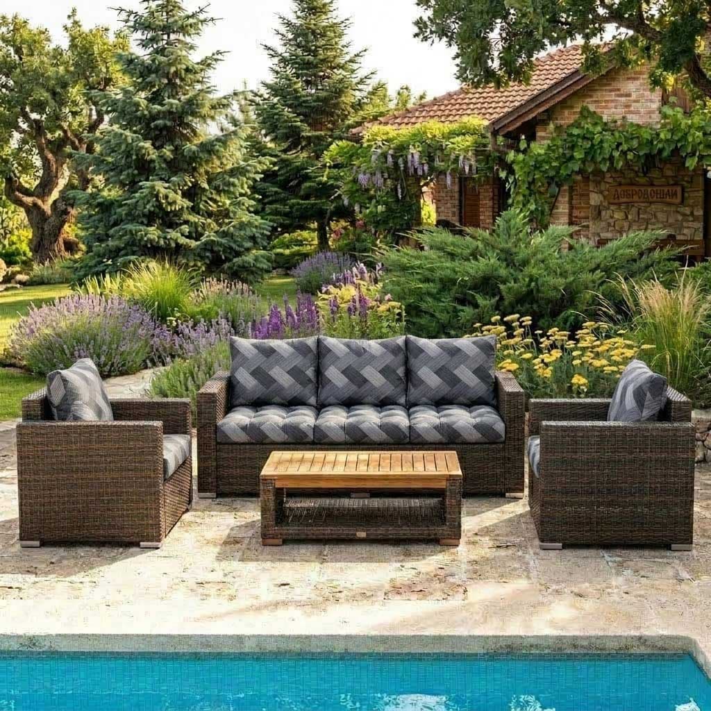 Jastuci Za Veliku Baštensku Garnituru - Trosed i Dve Fotelje TRICOT-BL