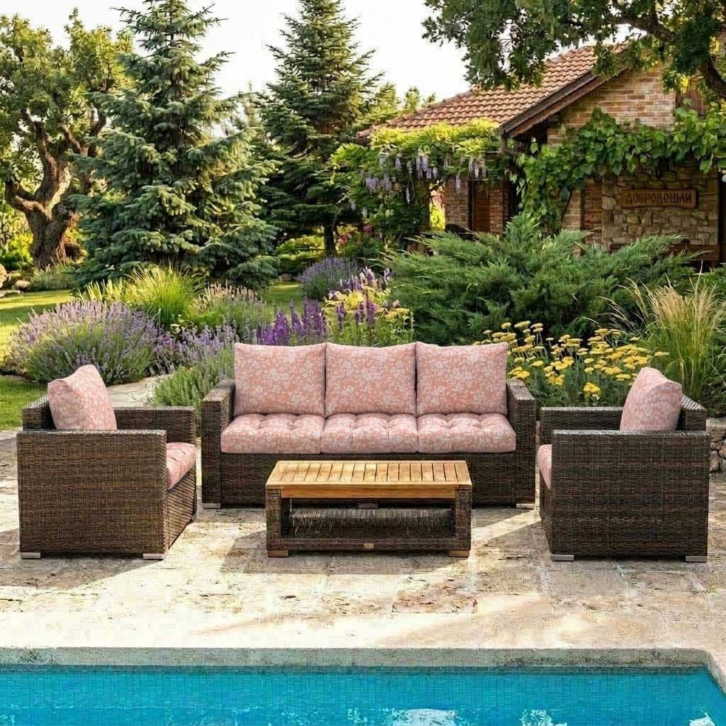 Jastuci Za Veliku Baštensku Garnituru - Trosed i Dve Fotelje LITTLE FLOWERS