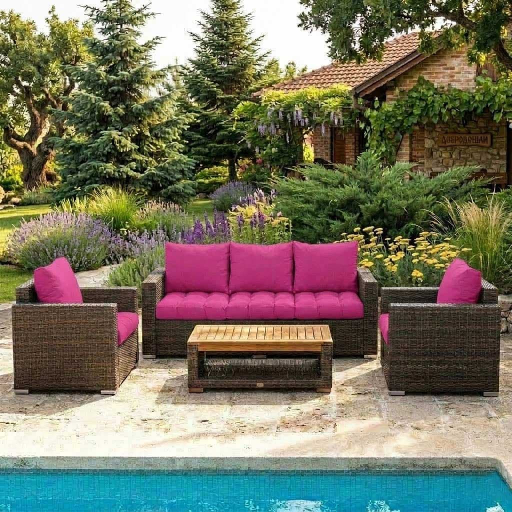 Jastuci Za Veliku Baštensku Garnituru - Trosed i Dve Fotelje CIKLAMA