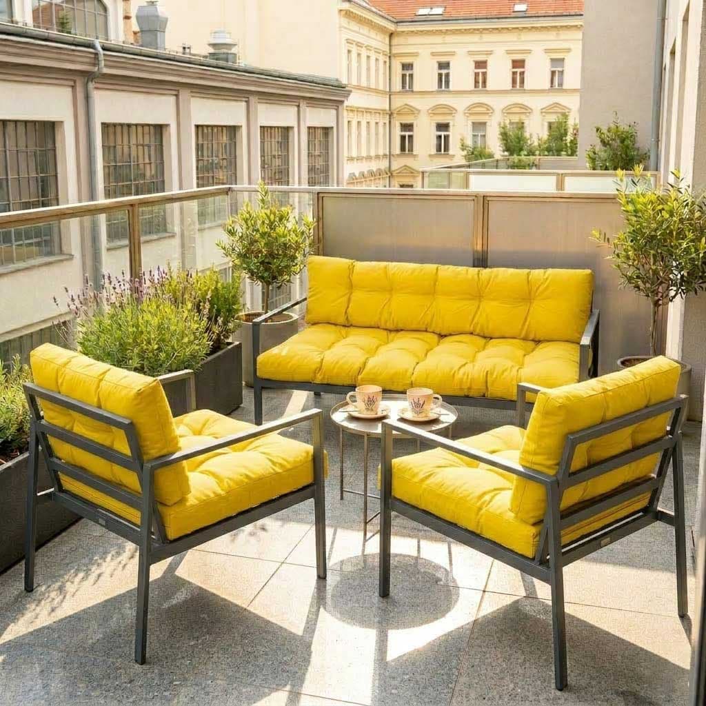 Jastuci Za Baštensku Garnituru Sa Niskim Naslonima - Dvosed i Dve Fotelje YELLOW