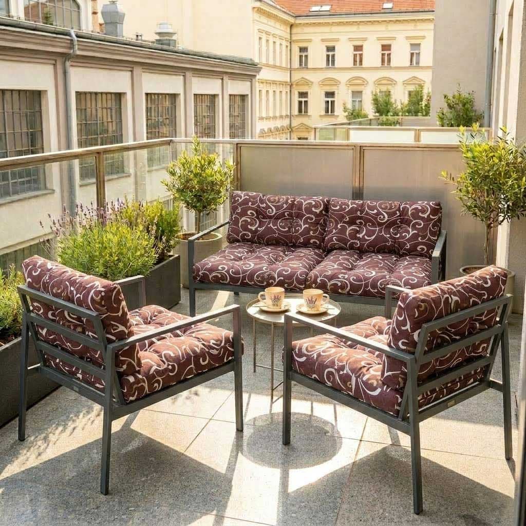 Jastuci Za Baštensku Garnituru Sa Niskim Naslonima - Dvosed i Dve Fotelje BROWN ORNAMENT