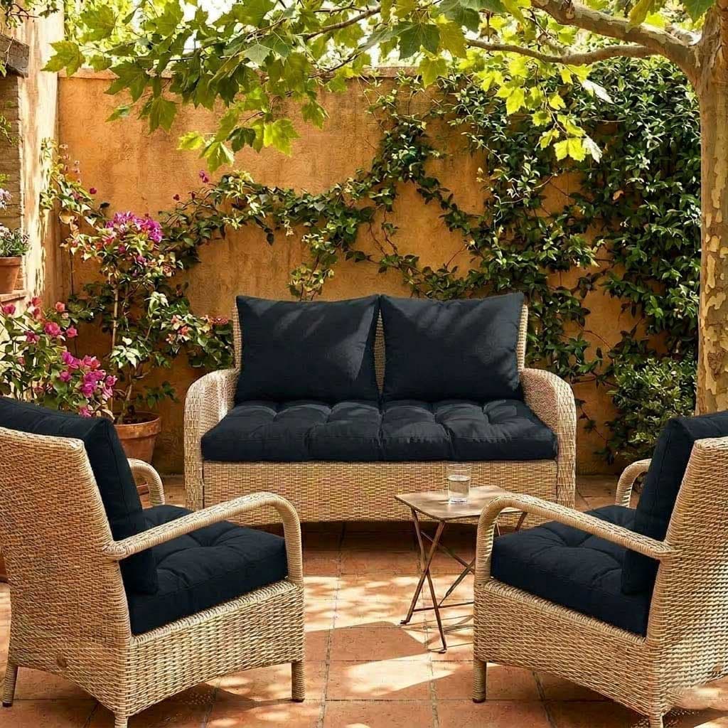 Jastuci Za Baštensku Garnituru - Dvosed 120cm i Dve Fotelje BLACK