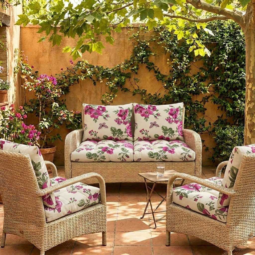 Jastuci Za Baštensku Garnituru - Dvosed 120cm i Dve Fotelje PINK FLOWERS