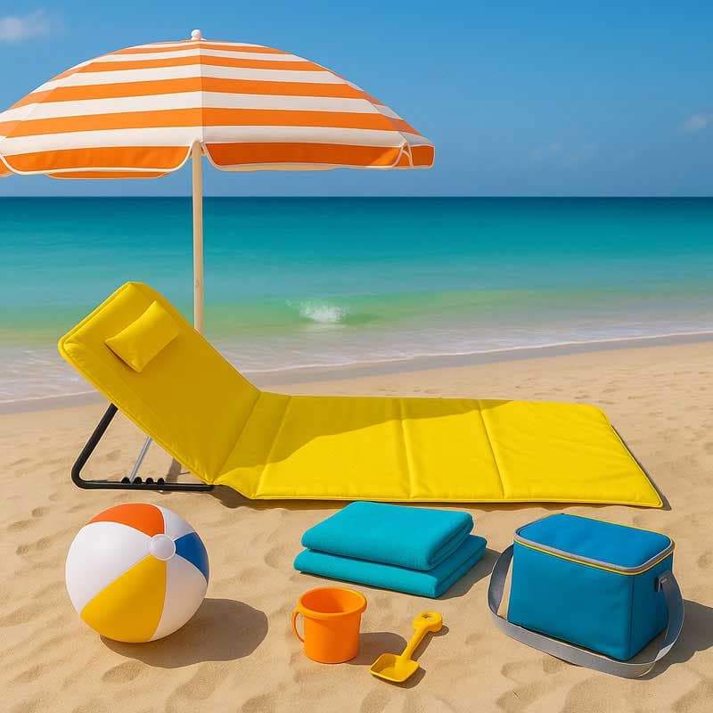 Sklopiva ležaljka za plažu sa podesivim naslonom Žuta