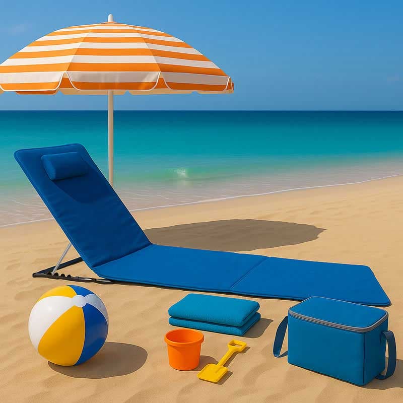 Sklopiva ležaljka za plažu sa podesivim naslonom Plava