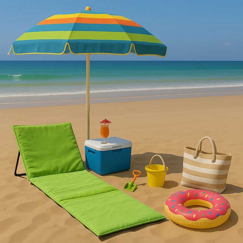 Sklopiva ležaljka za plažu 150x52cm Zelena