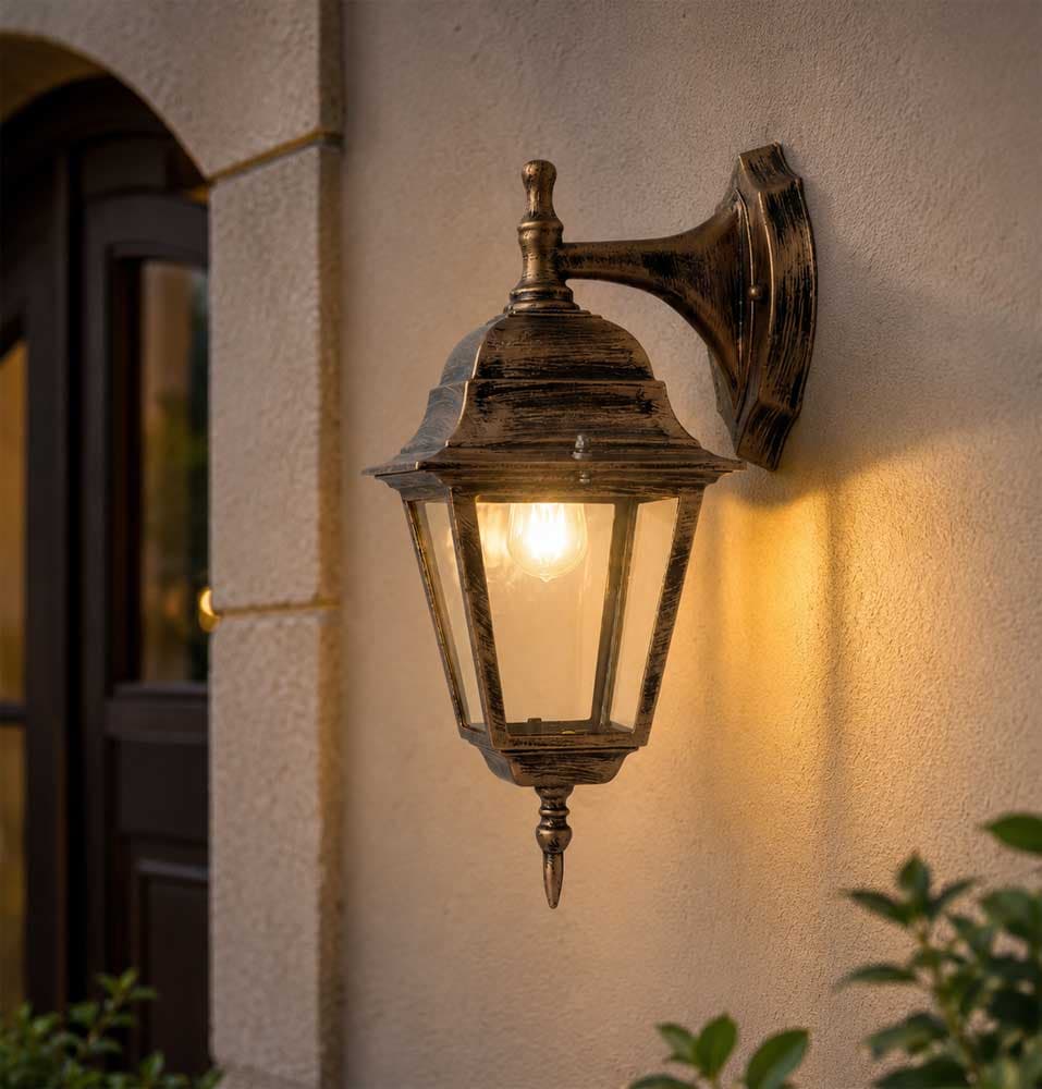 Zidna lampa u obliku fenjera E27 IP44 bronza