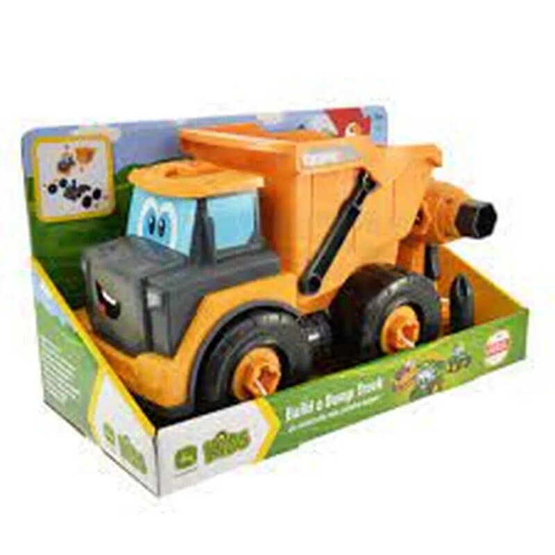 John Deere traktorčić sa bušilicom i prikolicom – igračka za sastavljanje, 13 delova