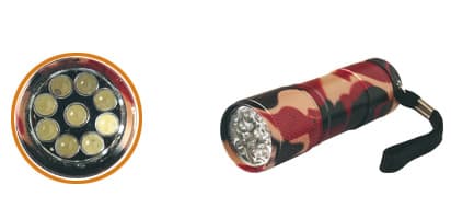 Maskirna metalna LED lampa sa 9 dioda 