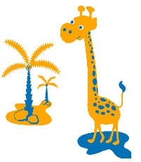 Zidni tatoo Mrs Giraffe D01 120x140cm 0071B5 FFA600