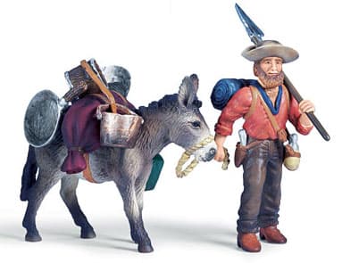 Schleich Tragač za zlatom sa natovarenim magarcem 70310