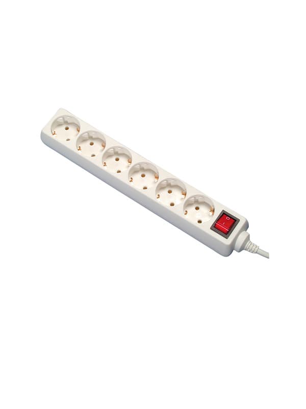 Šestostruka prenosiva utičnica, 5 m, bela 