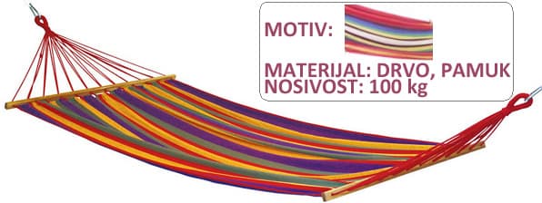 Ležaljka za ljuljanje multikolor pamuk - drvo 0830000