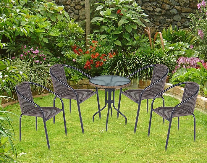 Garnitura od wicker ratana Fidel 4 stolice i stočić