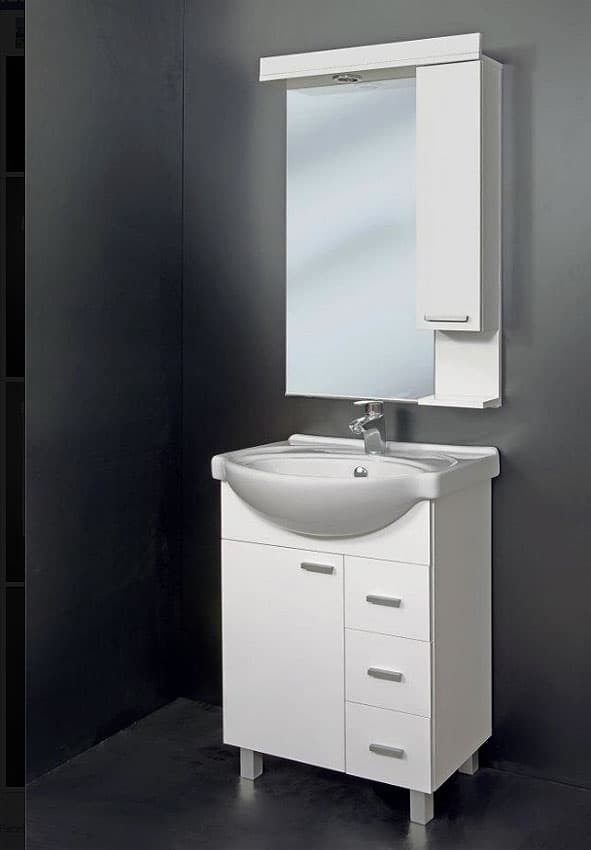 Nameštaj Za Kupatilo Komplet San Marino - Viseća polica sa Ogledalom, Orman sa Umivaonikom K 650 D 3F + K 650 G