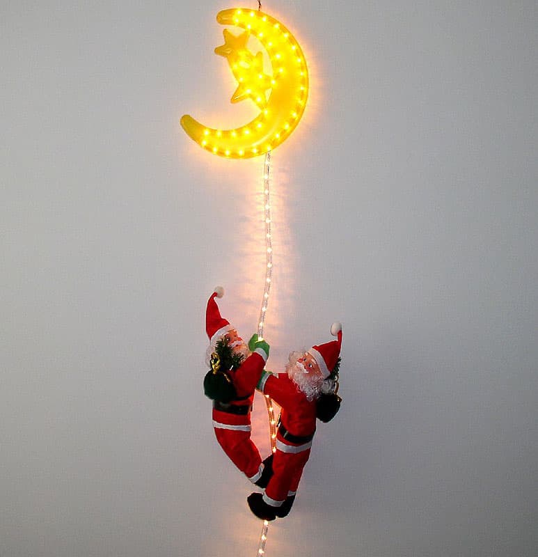 Dva Deda Mraza Na Svetlećem LED Užetu + Mesec i Zvezde   41-906