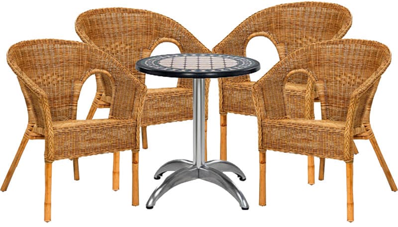 Garnitura Za Sedenje Dalia Natural - 4 Fotelje od Prirodnog Ratana + Sto