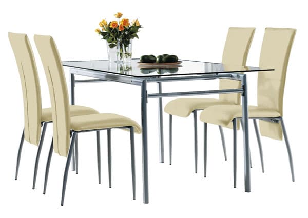 Trpezarijska garnitura Devon bež sto + 4 stolice