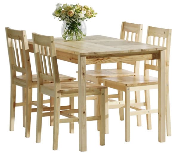 Trpezarijska garnitura Joanne sto i 4 stolice lakirani bor