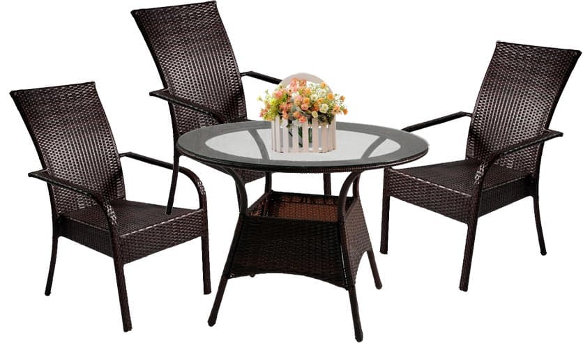 Garnitura Za Terasu i Dvorište Bent 3 Brown - 3 Stolice + Sto