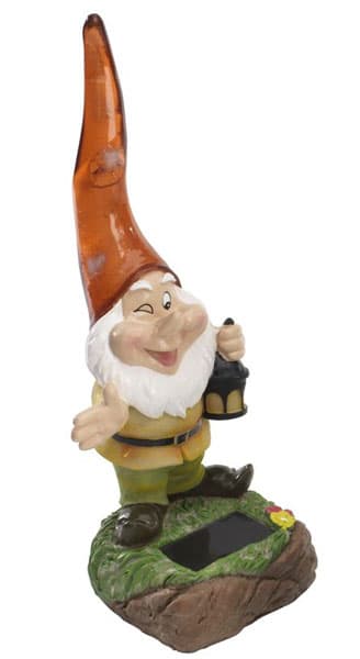 Solarna lampa -  fiberston patuljak sa crvenom kapom