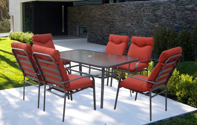 Velika Baštenska Garnitura Namur Bordo 6 Fotelja i Sto