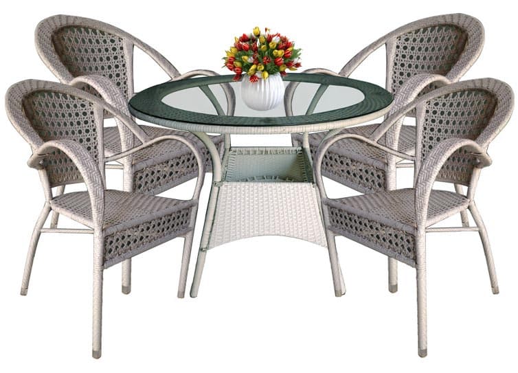 Wickwr Baštenska Garnitura Como - 4 Fotelje + Sto