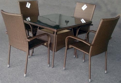 Garnitura Od PE Ratana Pombal - 4 Stolice i Sto