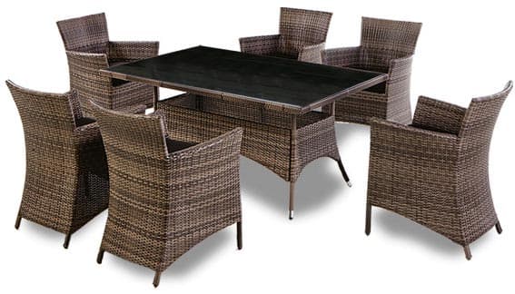 Garnitura Od Pletenog PE Ratana Ankona 6 Fotelja i Sto