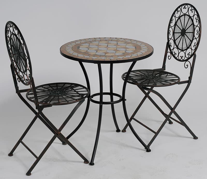 Garnitura Od Kovanog Gvožđa sa Mozaik Stolom Orient 2 - 2 Stolice + Sto