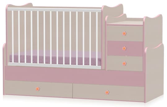 Lorelli Drveni krevetac za bebu Maxi Plus Oak Pink