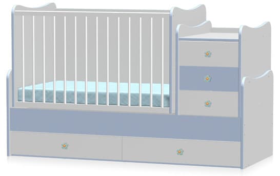 Lorelli Drveni krevetac za bebu Maxi Plus White Blue