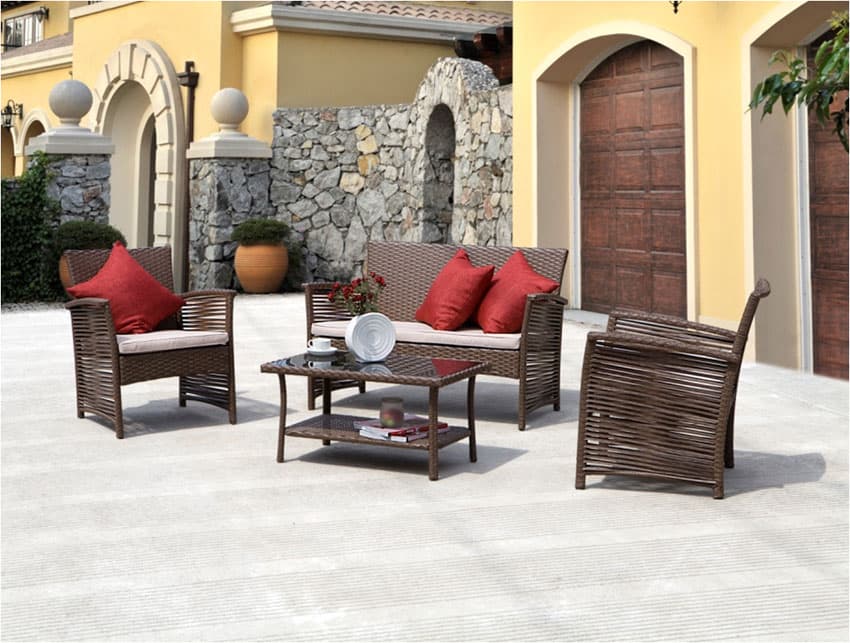 PE Ratan Garnitura Cordova - 2 Fotelje, Sofa i Sto sa staklom