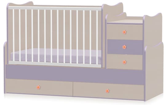 Lorelli Drveni krevetac za bebu Maxi Plus Oak Violet