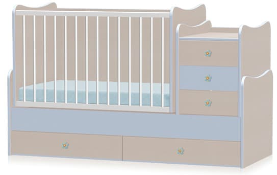 Lorelli Drveni krevetac za bebu Maxi Plus Oak Blue