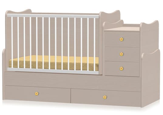 Lorelli Drveni krevetac za bebu Maxi Plus Oak