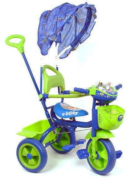 Dečiji tricikl sa suncobranom i drškom za guranje i upravljanje TR4092