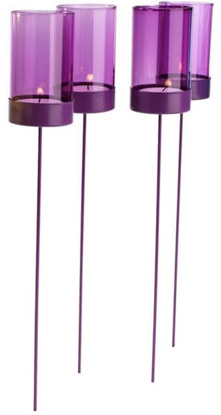 Fenjer za male sveće Glaster 4 komada ljubičasta boja