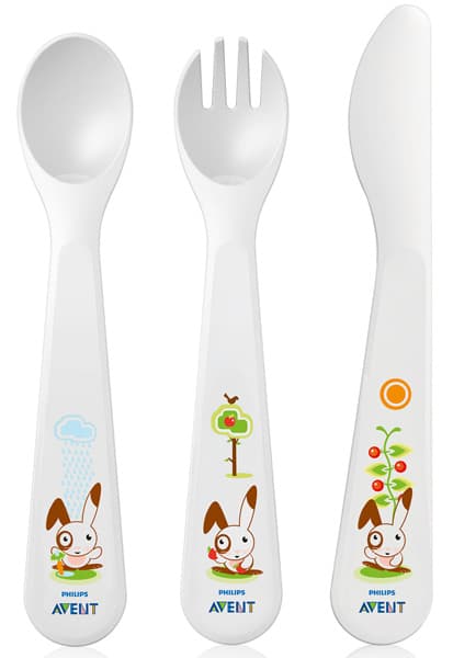 Avent Viljuška, kašika i nož za decu 18m+