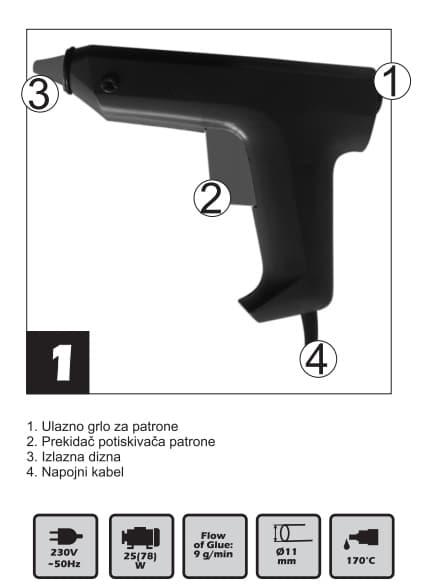 Pištolj za lepljenje topljenom plastikom W-KP 25 74602500