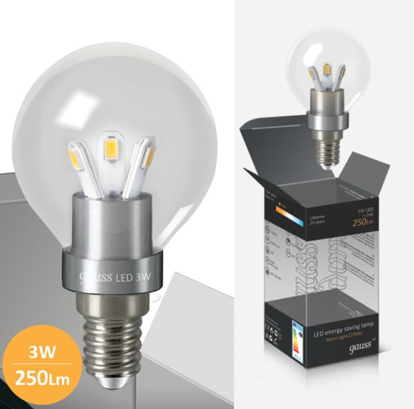 Štedljive LED sijalice 2 kom. Gauss E14 3W 220V 2700K HA105201103