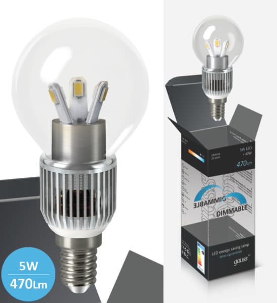 Štedljive Dimmable LED sijalice 2 kom. Gauss E14 5W 220V 4100K HA105201205-D