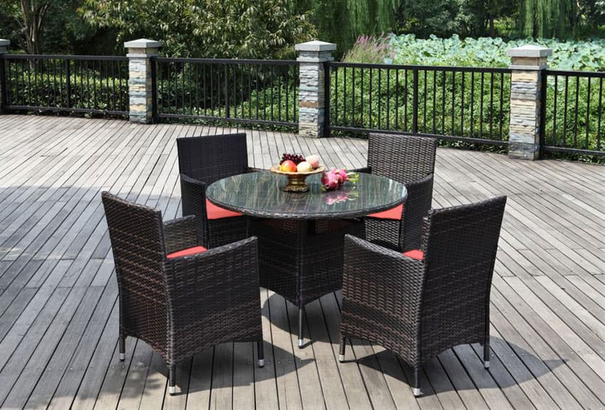 Baštenski Komplet Od Wicker Ratana Sinaloa - 4 Fotelje i Sto Sa Staklom