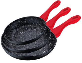 Bergner Tiganji sa mermernom oblogom - Set od 3 kom Renberg red RB-1124-R